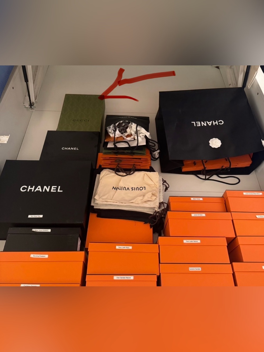 Gucci box and shopping bag